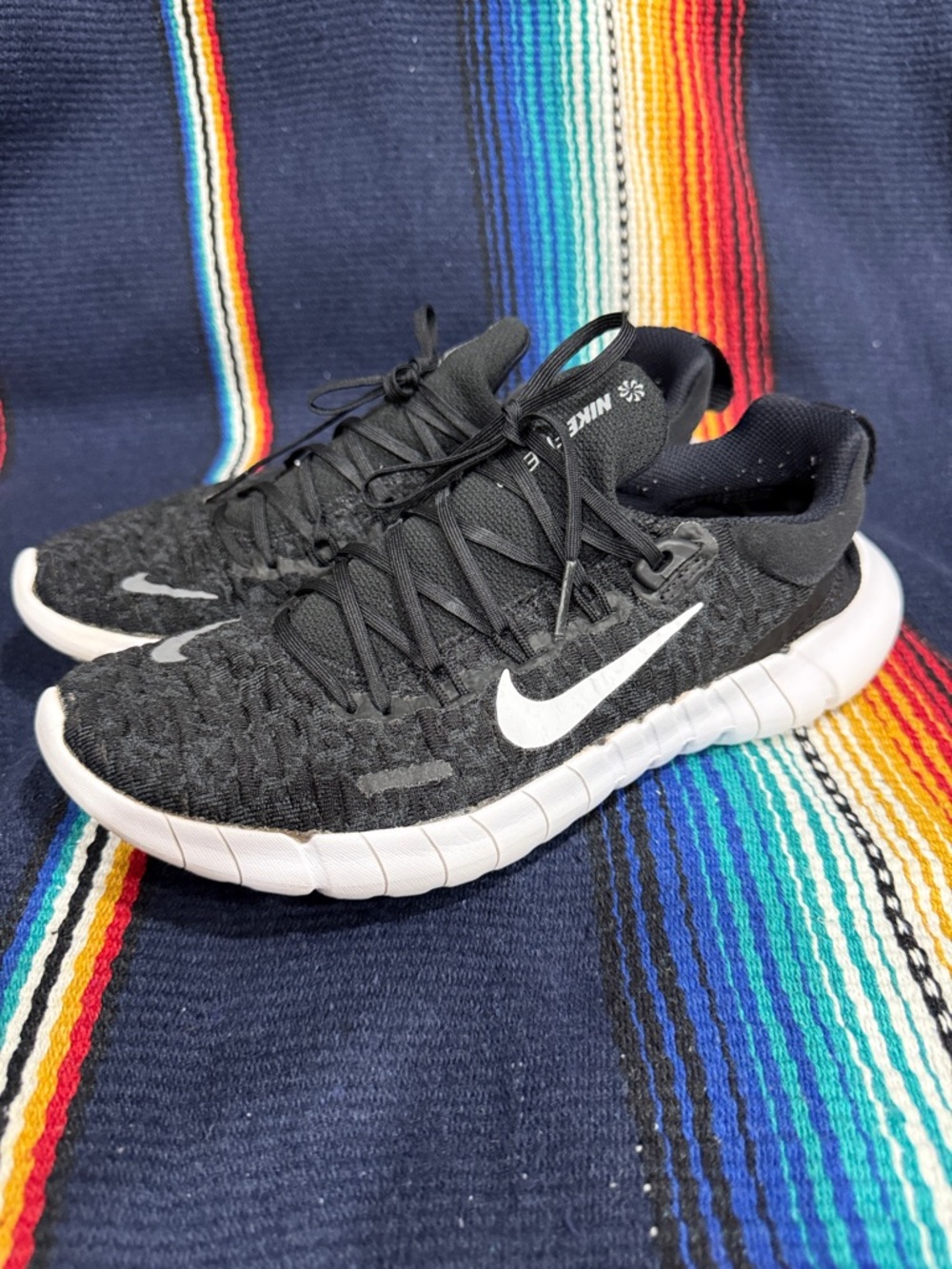 Nike Black and White Knit Training Sneakers - Picture 3 of 6